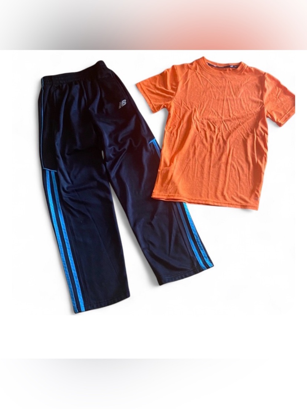 Kids 10-12 Outfit Bundle New Balance Joggers Tech Gear Orange Tee